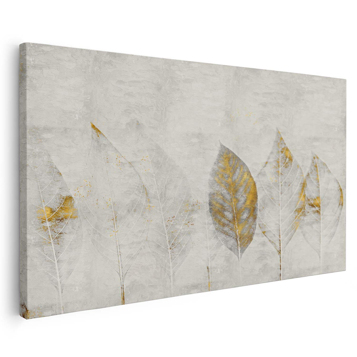 Tableau sur toile d'abstrait plume doré KWADECO