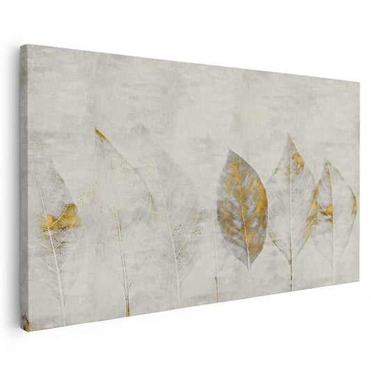 Tableau sur toile d'abstrait plume doré KWADECO