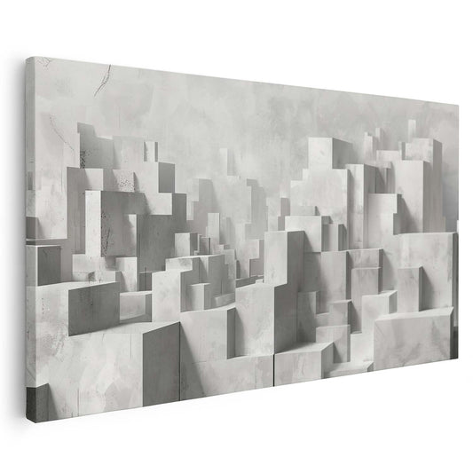 Tableau sur toile de ville effet 3D blanc KWADECO