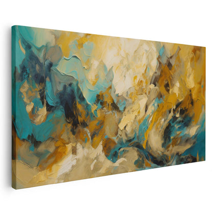 Tableau abstrait sur toile effet peinture dorée KWADECO