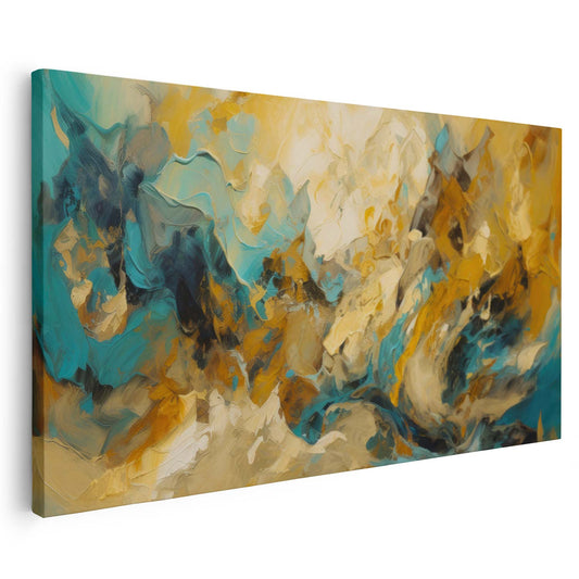 Tableau abstrait sur toile effet peinture dorée KWADECO