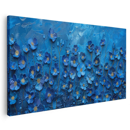 Tableau sur toile de fleurs bleues effet 3D KWADECO