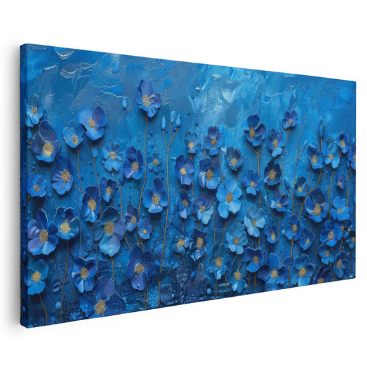 Tableau sur toile de fleurs bleues effet 3D KWADECO