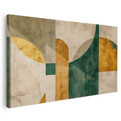 Tableau sur toile d'abstrait moderne doré et vert KWADECO
