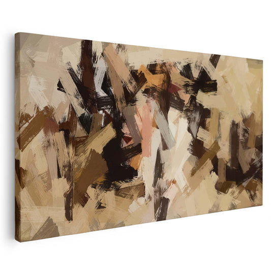 Tableau sur toile abstrait effet peinture marron KWADECO