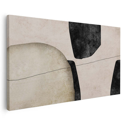 Tableau sur toile d'abstrait noir et beige KWADECO