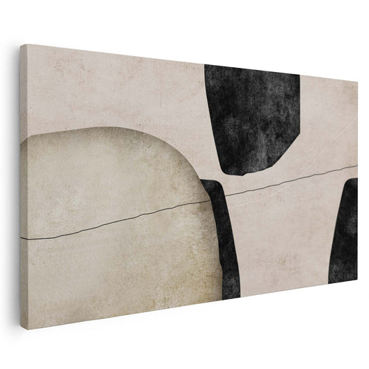 Tableau sur toile d'abstrait noir et beige KWADECO