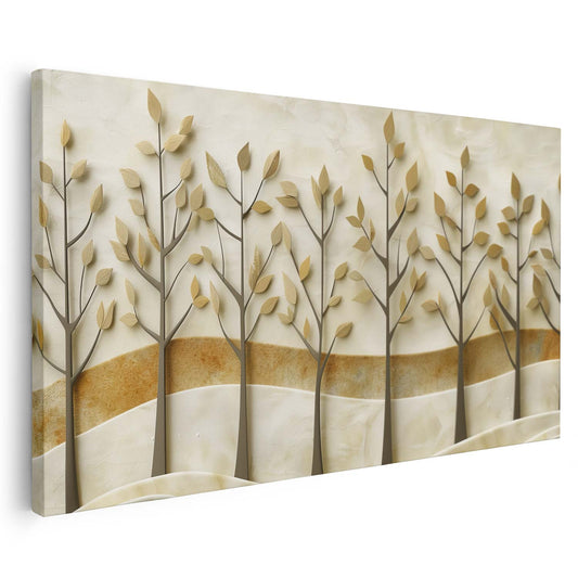 Tableau sur toile d'arbres effet 3D doré KWADECO