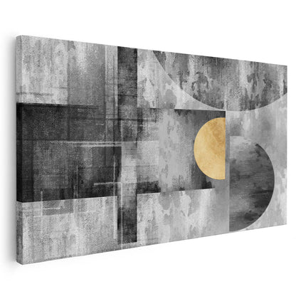 Tableau sur toile moderne avec un fond noir et  cercle doré KWADECO