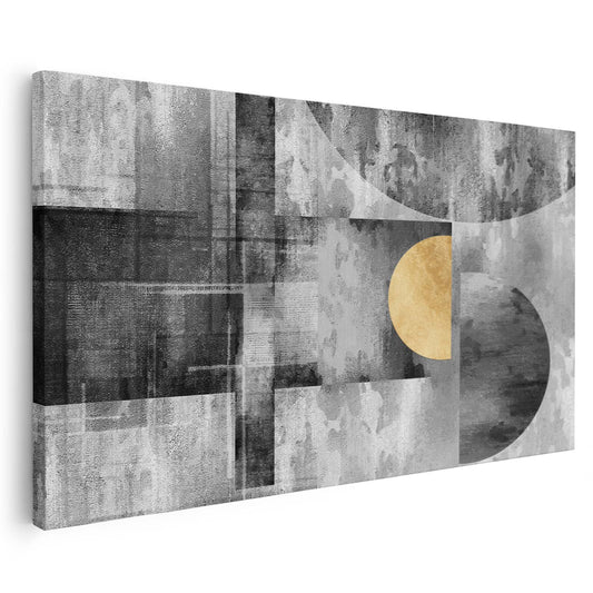 Tableau sur toile moderne avec un fond noir et  cercle doré KWADECO