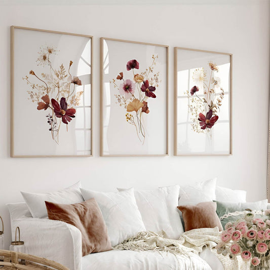 Poster sous verre représentant des fleurs rouges KWADECO