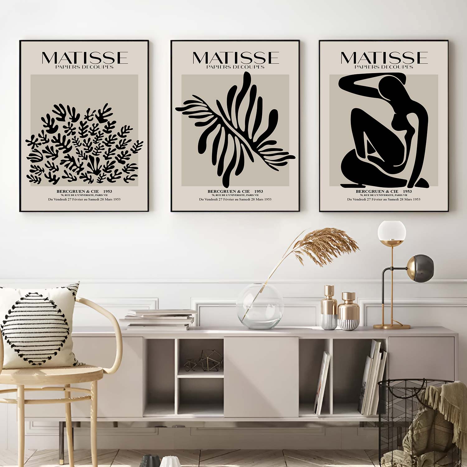 Poster sous verre, matisse noir  et blanc KWADECO