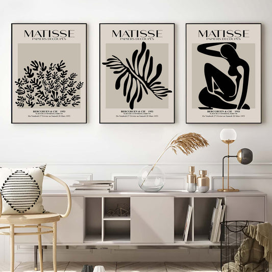 Poster sous verre, matisse noir  et blanc KWADECO