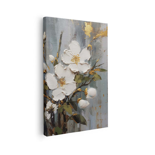 Tableau sur toile verticale de fleurs abstraites KWADECO