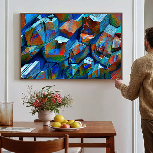 Tableau sur toile abstrait effet 3D rocher KWADECO