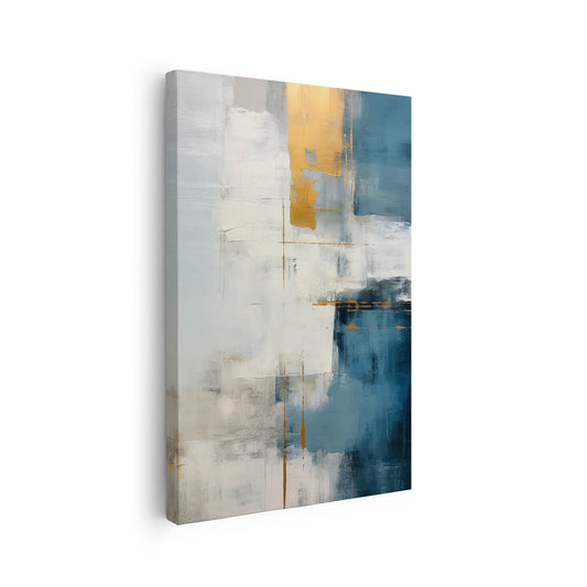 Toile abstraite bleue avec des touches dorées